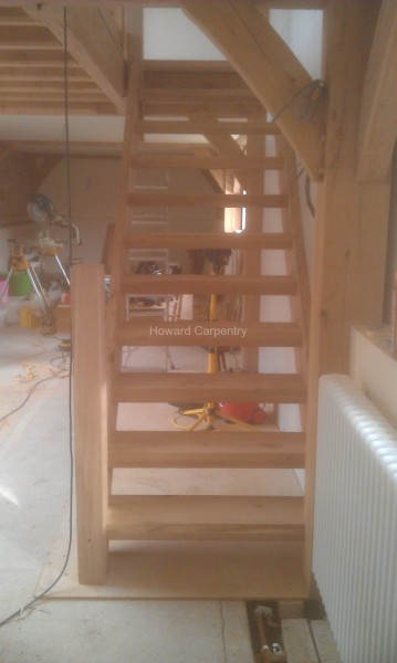 Bespoke oak (home grown by the customer) staircase, Herefordshire